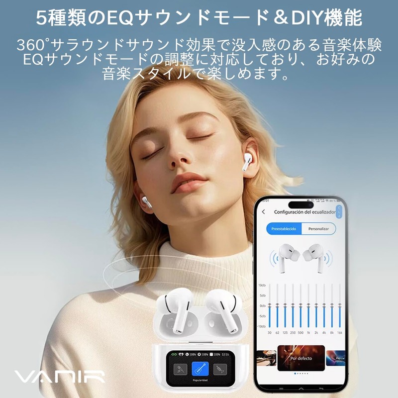 VANIR Bluetooth Wireless Earbuds, 2025, Multi-functional Touch Screen, ANC Compatible,