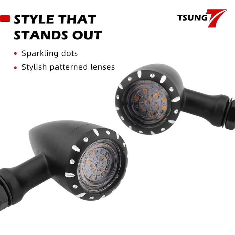 TSUNG 4PCS Motorcycle Bullet LED Front Rear Turn Signal Light