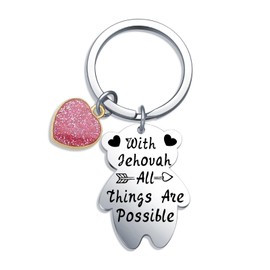 Fmekosdz JW Gifts Jehovah Witness Ministry Supplies Jehovahs Witnesses Keychain Jehovah's Symbol Gifts Encouragement Keychain BFF Gifts For JW Baptism Keychain Christian Gifts JW Pioneer Gifts