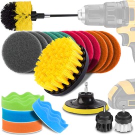 GOH DODD Drill Brush, 23-Piece Electric Drill Brush Set with Polisher Buff, Refining Pad for Kitchen, Bath, Cleaning Cars, Hexagonal Shaft Electric Screwdriver