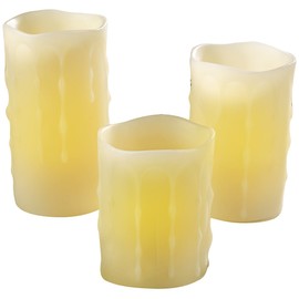 Britesta LED Echtwachskerze: 3er-Set LED-Echtwachs-Kerzen, Timer & Fernbedienung bis 3 m Reichweite (LED Wachskerzen mit Timer, Elektrische Kerzen mit Timer, Garten Deko Beleuchtung)