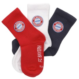 FC Bayern München Calzini per bambini, confezione da 3 pezzi, rosso-bianco-blu, calzini per bambini | FCB, multicolore, 31-34
