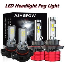AJHGFOW For Dodge Challenger 2009-2014 6000K White LED Headlights Fog Light Bulbs Kit