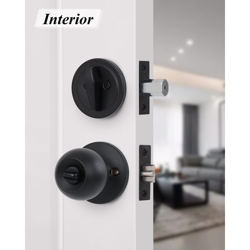 Lanwandeng (4 Sets) All Keyed Same Entry Knobs&Single Cylinder Deadbolt