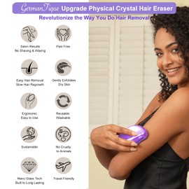 Germantique Crystal Hair Eraser,Natural Crystal Hair Remover,Reusable Painless Nano Glass Hair Removal Device Without Shaver,Gentle Crystal Epilator and Exfoliator for Silky Smooth Skin(Violet)