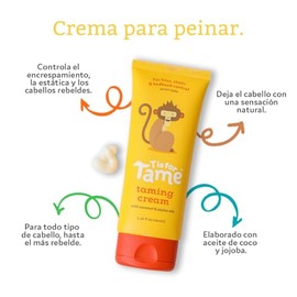 T is for Tame Crema para Peinar Bebé, Niños, Niñas y Familia | Rizos y todo tipo de Cabello | Natural, Orgánico, Sin Sulfatos y Parabenos | Hidrata y Controla Frizz con Aceite de Coco y Jojoba 100ml