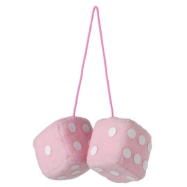Sumex Branded Home & Car Mirrior Hanging Fluffy Furry Dice (Pink with White Spots)