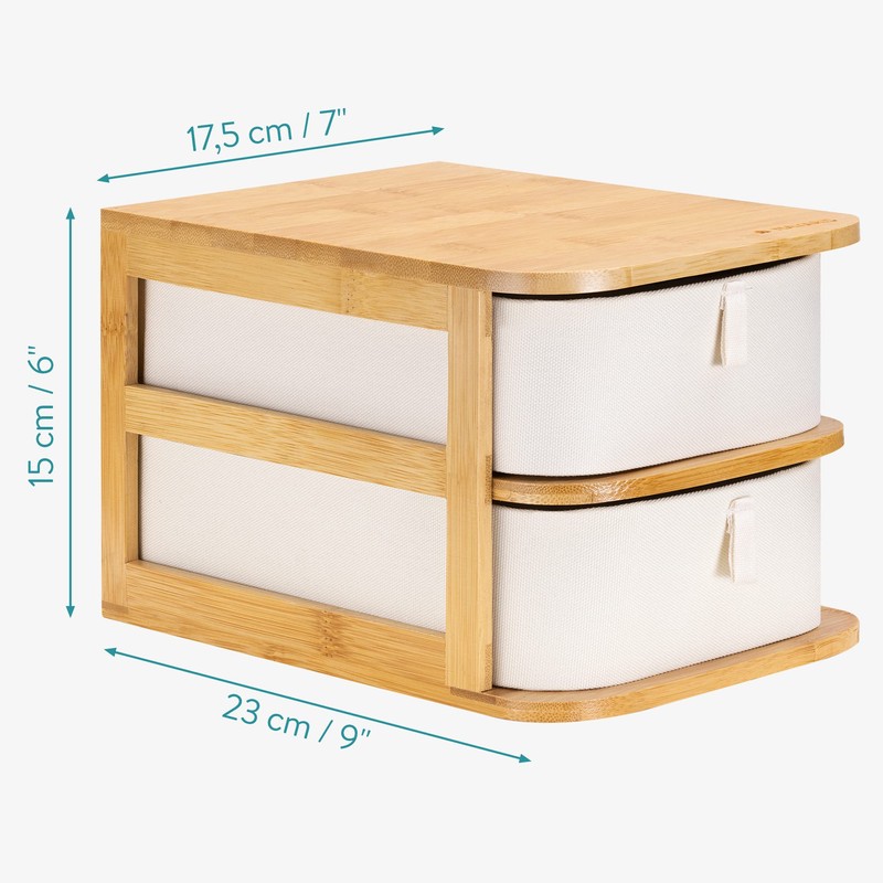 Navaris Bamboo Make-Up Organiser - Storage for Cosmetics - Organiser