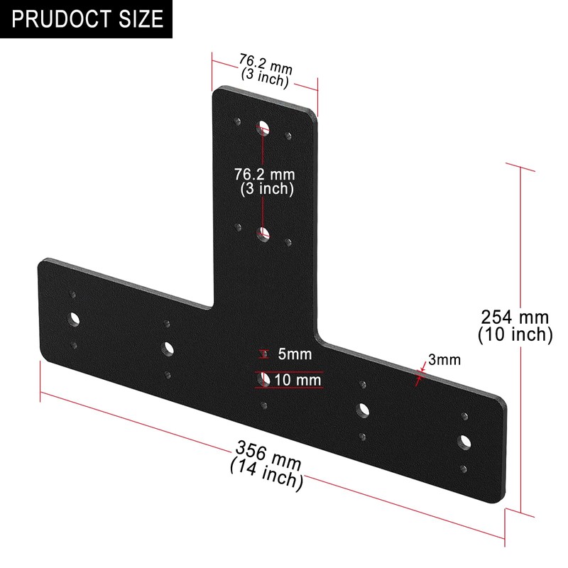 T Post Bracket 2PCS, T Flat Mending Plate for Wood