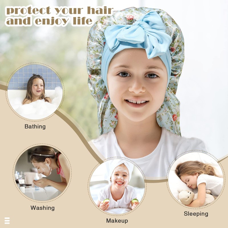 Kids Long Hair Bonnet for Sleeping - Double Layer Girls