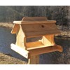 14 Inch Cedar Wood Post Mount Bird Feeder for Outdoors