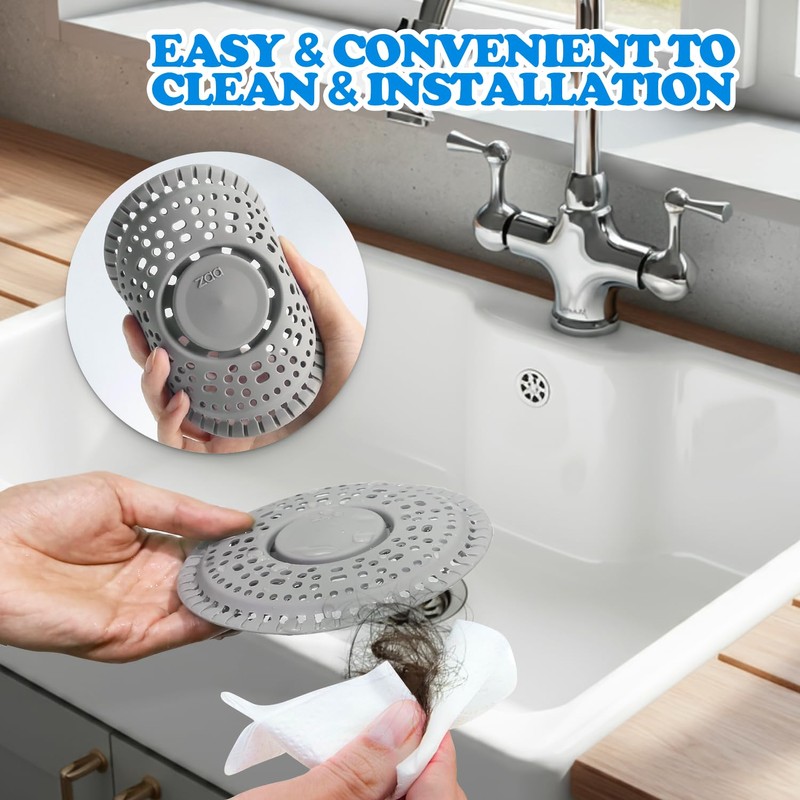 zaa Shower Drain Hair Catcher, Premium Silicone Drain Protector &