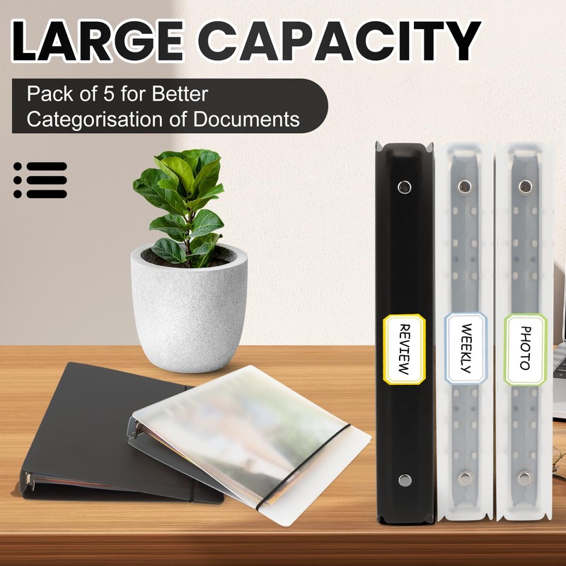 Pack of 5 A5 Ring Binder Covers with 6 Rings