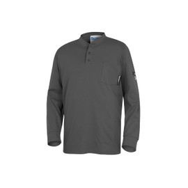 Oberon FR Arc Rated Safety Shirt For Men - Cotton Henley - Flame Resistant - 11 Cal - Pocket - Gray