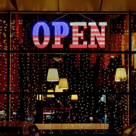 USA Flag 40"x14" Extra Large LED Open Signs for Business, Unique Design Super Bright Open Sign with Chain, High Visibility Open Sign for Store Bar Hotel Retail Shop Window