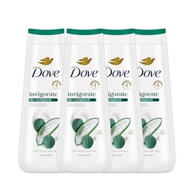 Dove Body Wash Invigorating With Aloe & Eucalyptus 4 Count For Dry Skin Refreshes and Invigorates Skin 20 oz
