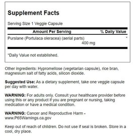 Swanson Full Spectrum Purslane 400 Milligrams 60 Veg Capsules