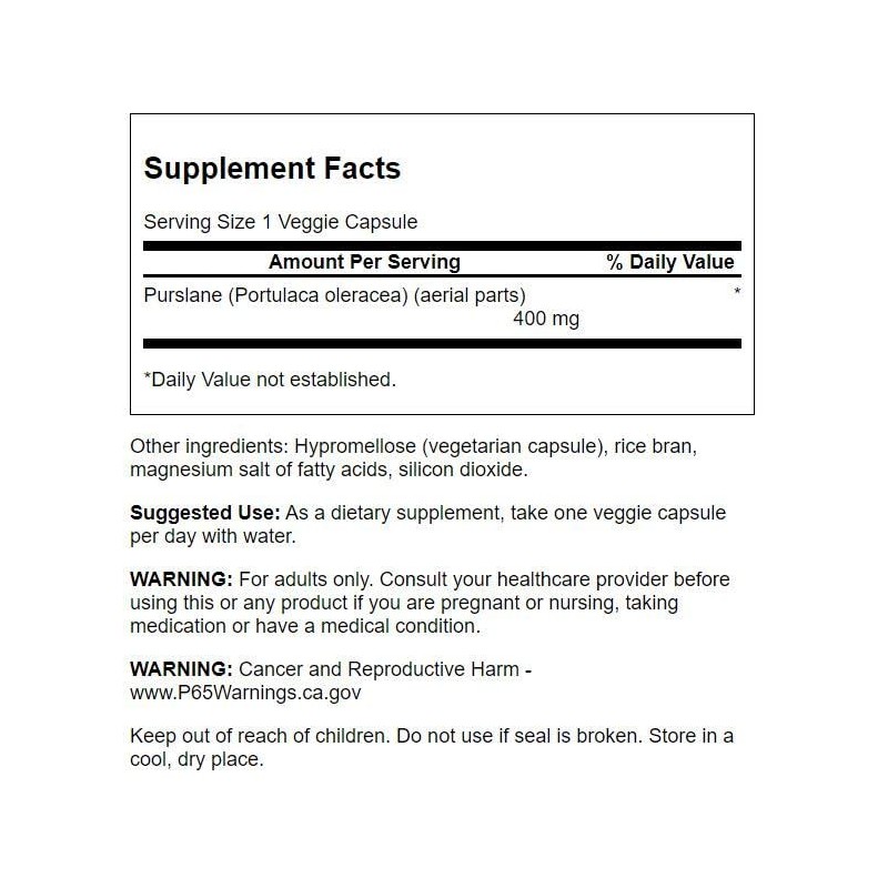 Swanson Full Spectrum Purslane 400 Milligrams 60 Veg Capsules