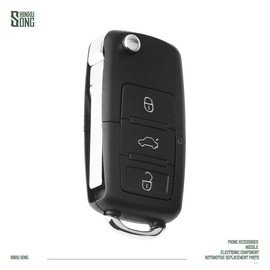 XINXUSONG 1Pcs Car Key Fob Keyless Flip Entry Remote HLO1J0959753AM 3-btn Compatible with Beetle Golf Passat Flip Key Fob