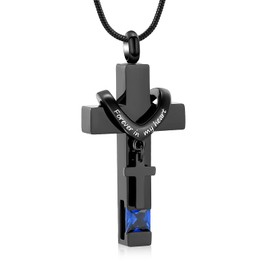 Cross Urn Necklace for Men Women Stainless Steel Memorial Cremation Jewelry for Ashes Urn Cremation Pendant for Human Ashes
