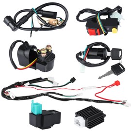 AuInLand Electric Wiring Harness, CDI Ignition Coil Wiring Harness Kit, CDI Wire Assembly fit for 4 Stroke ATV 50cc 110cc 125cc