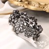 Flyonce Wedding Bridal Bracelet for Brides, Grey Rhinestone Crystal Flower