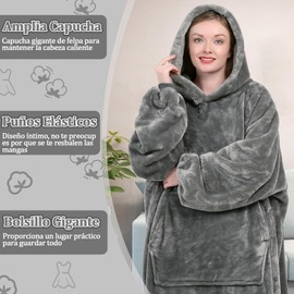 NEWYOUTH Manta con capucha - Sudadera Cobija con Capucha y Mangas con Bolsillos, Cálida y Acogedora, Talla Unica con Capucha con Longitud Extra para Adultos