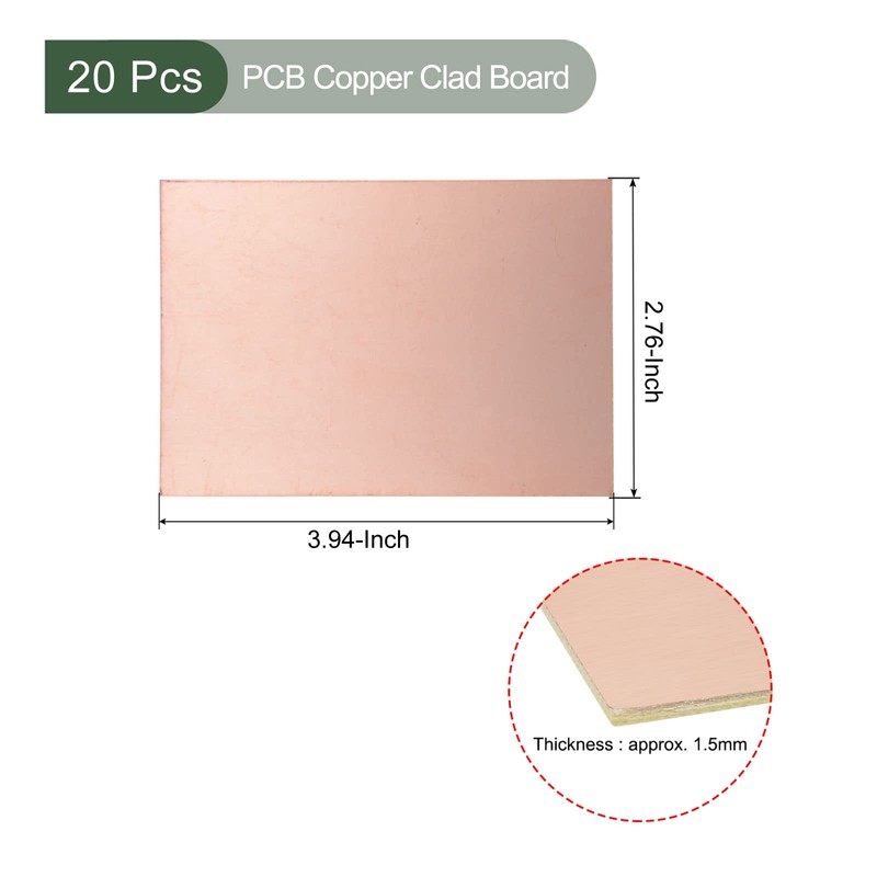 YOKIVE 20 Pcs PCB Copper Clad Board, FR4 Single-Sided Blank