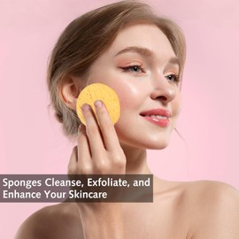 50 Count Compressed Face Sponges, Cellulose Face Sponges for Daily Cleansing, Compressed Face Sponges, Face Wash Sponge for Facial Cleansing
