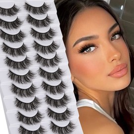 Focipeysa Lashes False Eyelashes Wispy Fake Eyelashes Fluffy Thick Volume Faux Mink Eyelash 10 Pairs Multipack