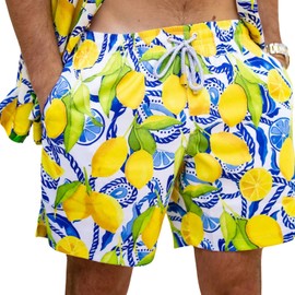 Kenny Flowers Men's Swim Trunks, Mid-Length Comfortable Swim Shorts, with Elastic Waistband, Mesh Lining, and Triple Stitched Multicolor
