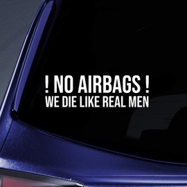 Bargain Max Decals No Airbags Parody Sticker Decal Notebook Car Laptop 5.5" (White)
