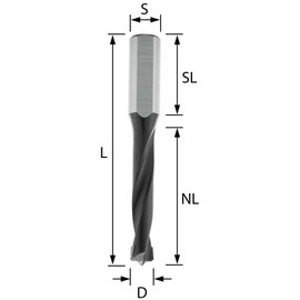 ENT 24034 Dowel Drill Bit HW, Shaft (S) 8 mm, Diameter (D) 14 mm, NL 30 mm, SL 20 mm, L 58 mm, for Mafell DDF40