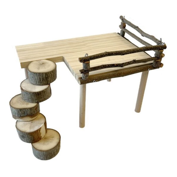 Hapihom Natural Wooden Platform Stand Rack for Hamster Golden Bear
