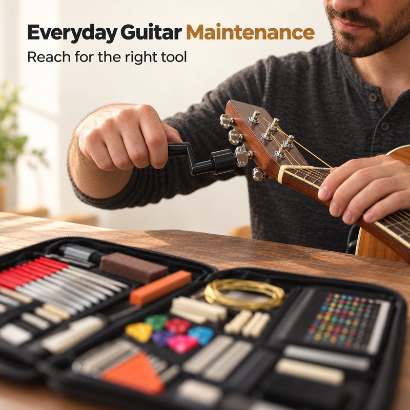 72-Piece Guitar Repair Tool Kit – Guitar Maintenance and Setup