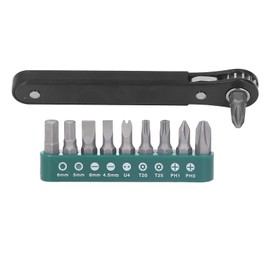 11Pcs Mini Screwdriver Set 1/4in Pocket Micro EDC Tool Ratchet Wrench High Torsion 90 Degree Reversible Drive Handle