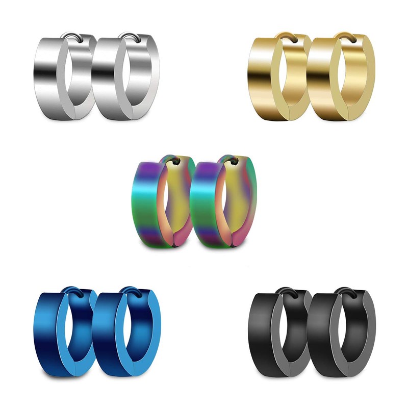 CrazyPiercing Stainless Steel Mens Womens Hoop Earrings Piercings Huggie Hypoallergenic