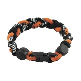 MapofBeauty 8" Sport Style Two Colors Fashion Three Braided Rope Tornado Bracelet (Black/Orange)