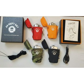 Waterproof Dual Arc Electric Plasma Lighter & Led Flashlight Combo (Black)