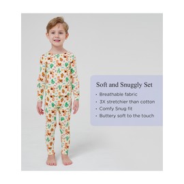 EASWEET Toddler Boys and Girls Bamboo Viscose Pajamas Set Snug Fit Long Sleeve Top and Pants PJs, Alpaca, 2T