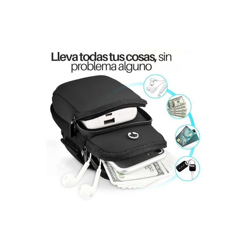 Cangurera Deportiva, Bolsa Deportiva con Cinturón Elastic para brazo y