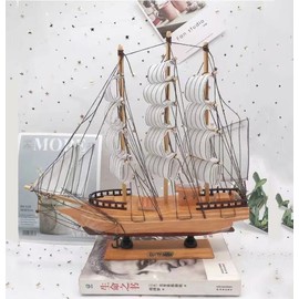 Sailboat Model Decor Miniature Sailing Boat Nautical Sailboat Model Home Decor Vintage Nautical Sail Ship Model 3-Mast Model Sailboat Display Wood Sailboat Model Ocean Theme Gift for Men Boys