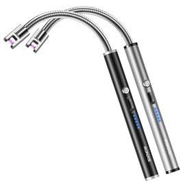 RONXS Candle Lighters, Long Electric Lighter Rechargeable USB Lighter with LED Battery Display, Flexible Neck Plasma Arc Lighter for Fireworks Gas Stove BBQ