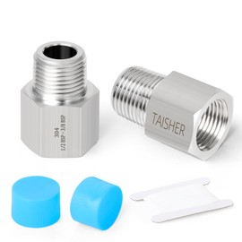 TAISHER 2 Pcs Forging of 304 Stainless Steel Fitting, Reducer Adapter, 3/8-Inch Male BSP Pipe x 1/2-Inch Female BSP Pipe, for Water Oill Air Gas