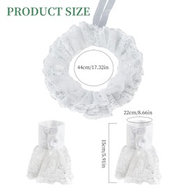 NICENEEDED Vintage Lace Ruffled Collar and Cuffs Sets, Elastic Lace Fingerless Gloves, Detachable Neck Ruffle Collar Lolita Sleeve Flower Embroidery Lace Pleated Horn Cuffs for Women