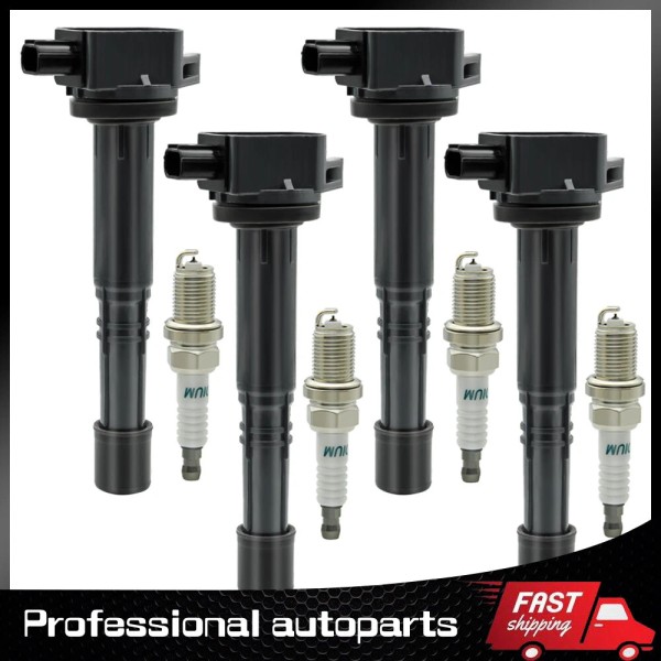 Unbranded 4pcs Ignition Coil + 4X Spark Plug Set for
