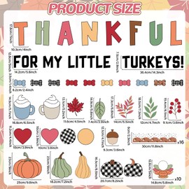 Thanksgiving Turkey Bulletin Board Set Fall Photo DIY Turkey Classroom Decorations Thankful for Our Little Turkeys Cutouts Autumn Leaves Pumpkin Borders for Door School Home Wall Decor