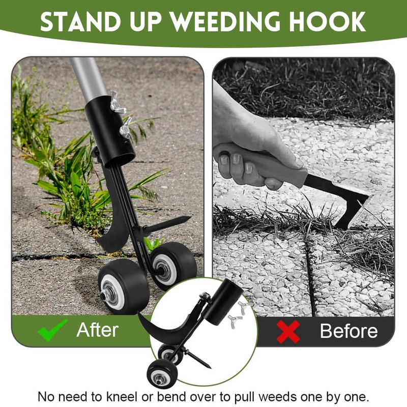 OFFCUP Crevice Weeding Tools with Wheels, 2 in 1 Sidewalk