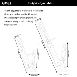 GWH Universal CNC High Quality Motorcycle Adjustable Kickstand Accessories For Motor Scooter Modified Tripod Holder Kickstand Foot Side Support Stand Motorbike Dit Pit Bike