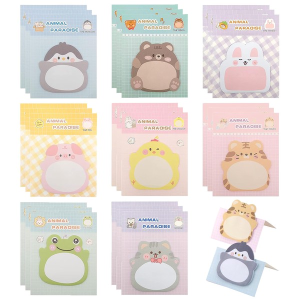 480Pcs Sticky Note Pads, NIANAN 24 Packs Cartoon Notepads Self-Stick